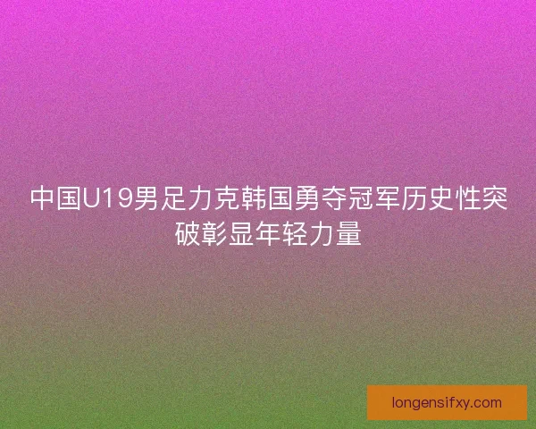 中国U19男足力克韩国勇夺冠军历史性突破彰显年轻力量 中国U19男足力克韩国勇夺冠军历史性突破彰显年轻力量